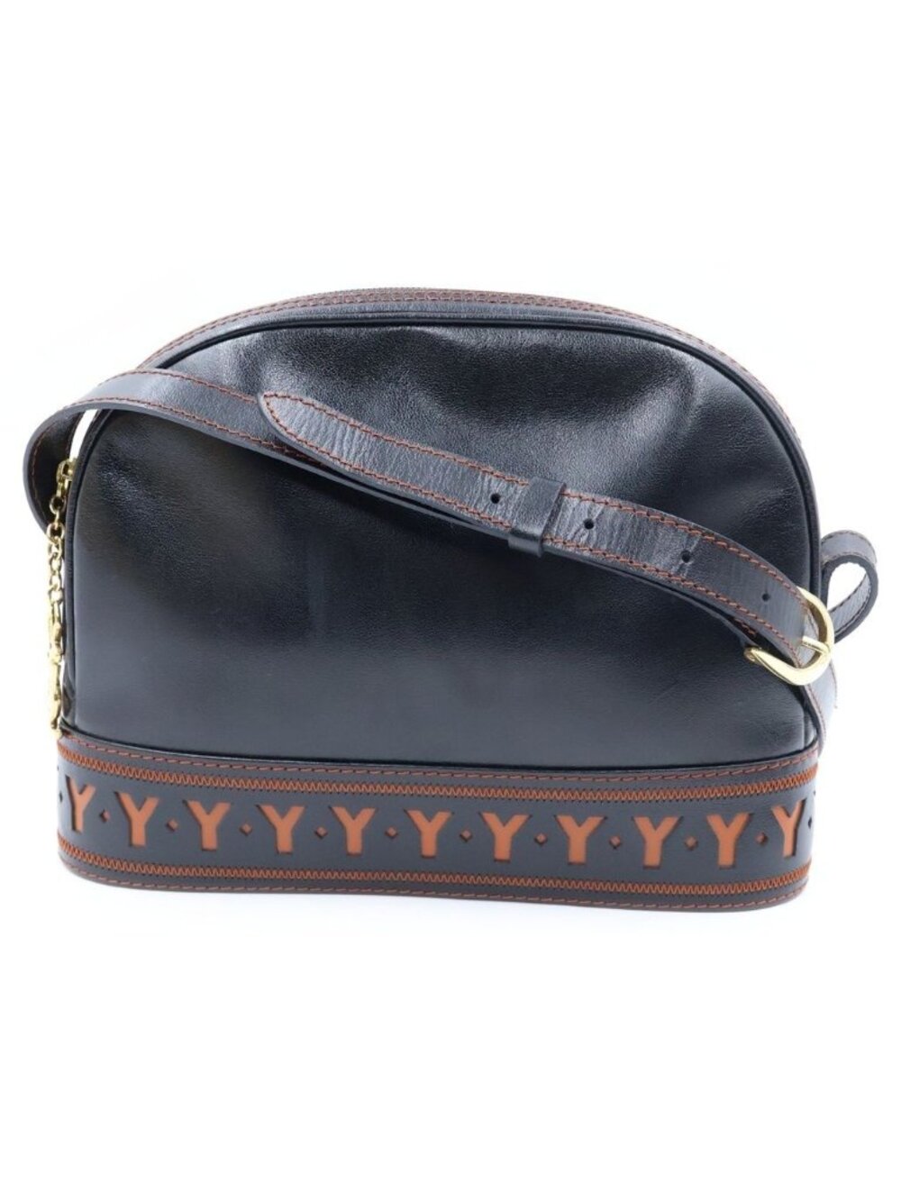 Saint Laurent Cut Out Shoulder Bag Vintage Leather Black